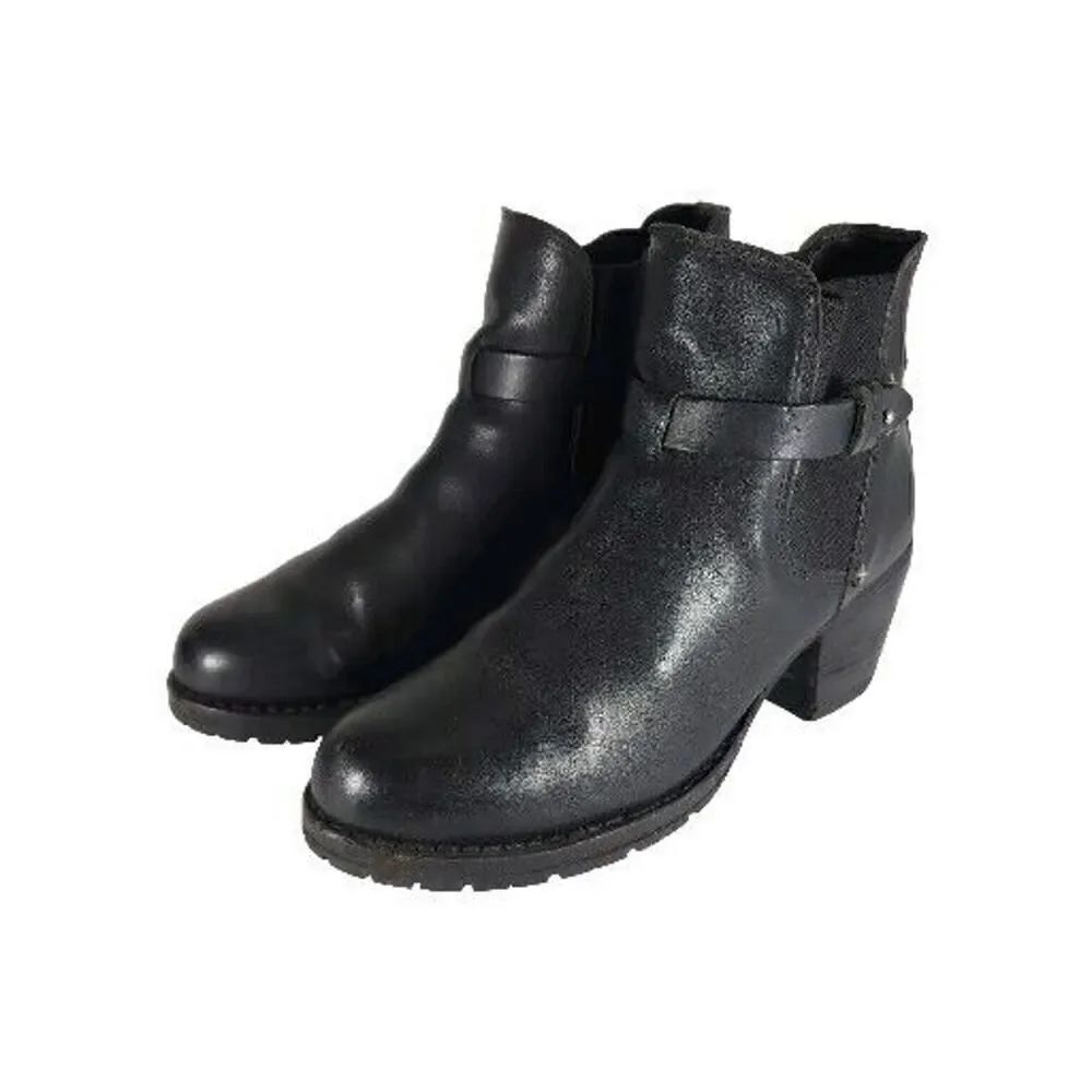 RAG & BONE Women's Durham US7,5 EU37,5 Black Leather Stretch Ankle Booties